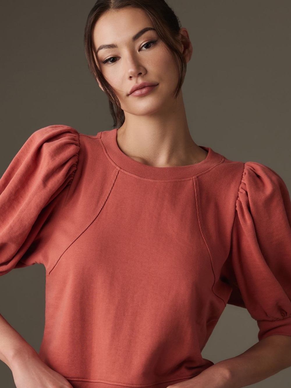 Anthropologie Short Puff Sleeve Sweatshirt
